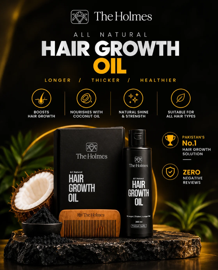 The Holmes All Natural Hair Growth Oil | Pakistan's No. 1 Formula with Coconut Oil (200ml)